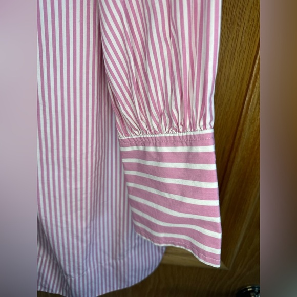 GANNI Pink Striped Organic Cotton Oversized Shirt S/M - Picture 9 of 11